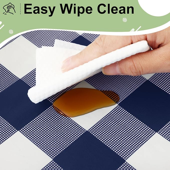 6 Packs Buffalo Disposable Table Cloth, 54 x 108 Inch Waterproof Plastic Tablecloth, Rectangle Navy and White Checkered Table Covers for Picnic, Birthday, Party, Back to School