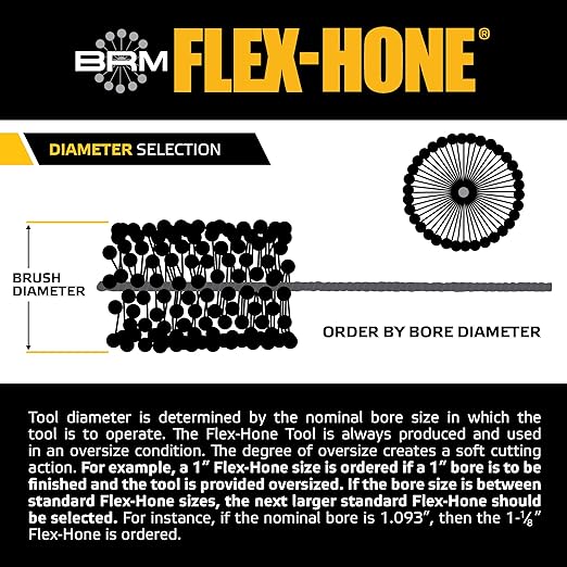 Brush Research BC10012 FLEX-HONE®, 1" (25.4mm) Diameter, 120 Grit, Silicon Carbide, For Mild Steel, Stainless Steel, Cast Iron and Softer Ferrous Materials