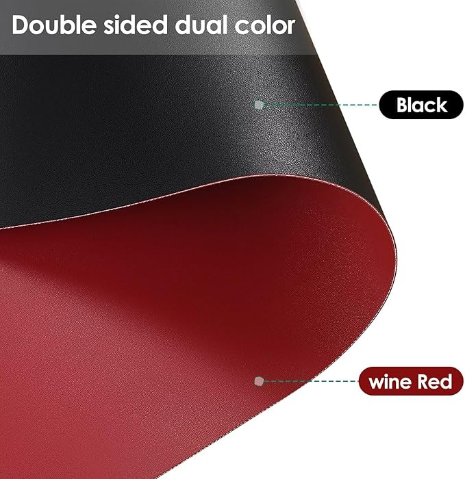 Vanity Protector Mat - Can Be Used On Both Sides Waterproof and Easy to Clean Good Flatness Used for Dresser Table(Black+Wine Red 10x48)