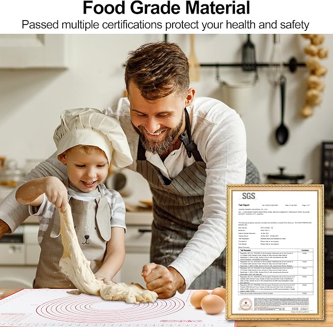 HOOMIL Silicone Baking Mat, 32"x24" | Food-Grade, BPA-free, Non-Stick,Non-Slip, Precision Measurements, Large, Easy to Store