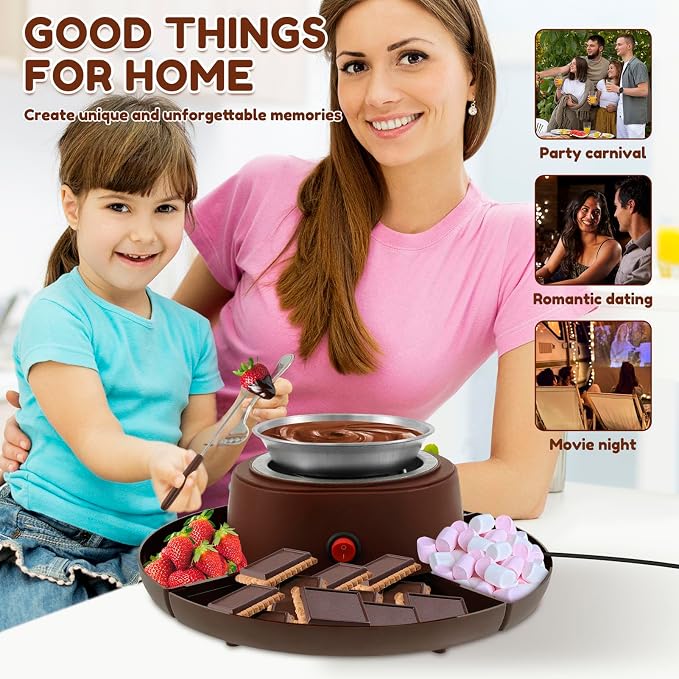 2-In-1 S'mores Maker & Chocolate Fondue Set, 280W Tabletop Indoor S'mores Kit with 10 Accessories, Maximum Disk Diameter 30 Cm, Electric Marshmallow Roaster for Parties, Movie Nights & Gifts