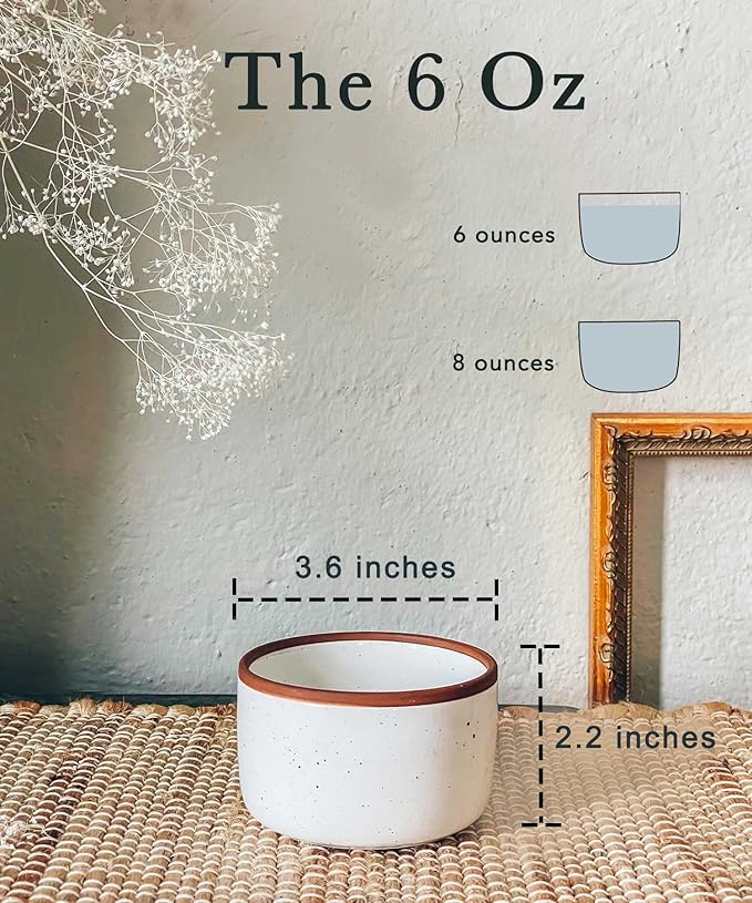 Mora Ceramic Ramekins - 6oz, Set of 6 - Small Oven Safe Baking Dishes/Cups - For Personal Pudding, Creme Brulee, Souffle, Serving Dip, Custard, Ice Cream - Single Mini Bowls - Vanilla White