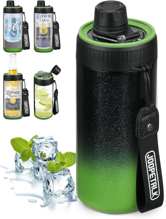 JOOPETALK Universal Can Cooler with Lid Fits All 12oz Cans& Bottles, 100% Leak-Proof Water Bottle, 4-in-1 Insulated Can Cooler for Beer, Soda & Energy Drinks, Dishwasher Safe