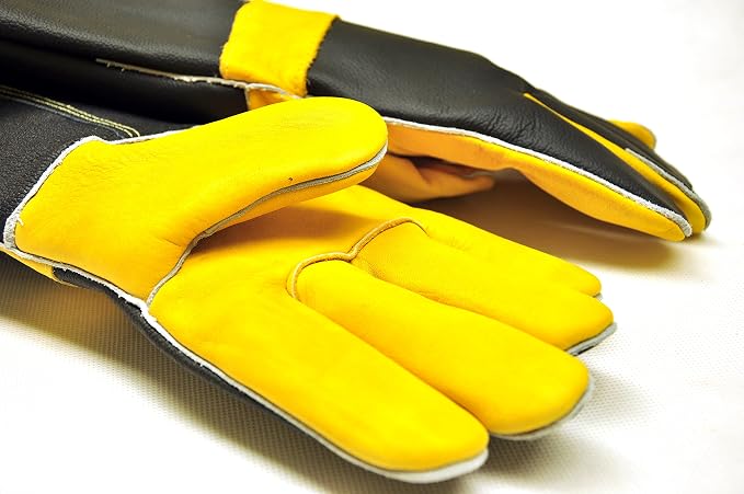 G & F Products Premium Leather Heat-Resistant Gloves – BBQ, Fireplace – Puncture, Cut, and Fire Protection with Cotton Lining and Kevlar Stitch – Durable Suede and Cowhide Leather