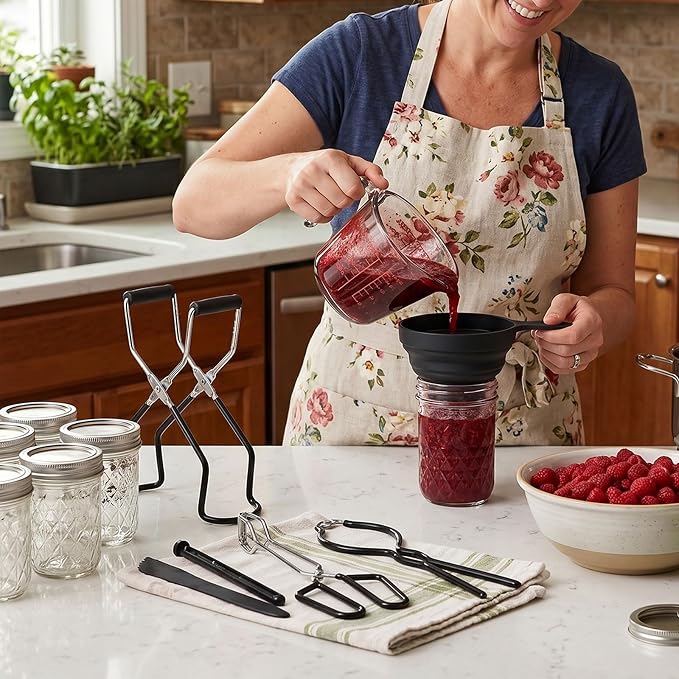 Canning Supplies Starter Kit Canner Tools for Water Bath and Pressure Canning Utensil Set includes Jar Lifter, Tongs, Funnel, Wrench, Lid Lifter for Beginners