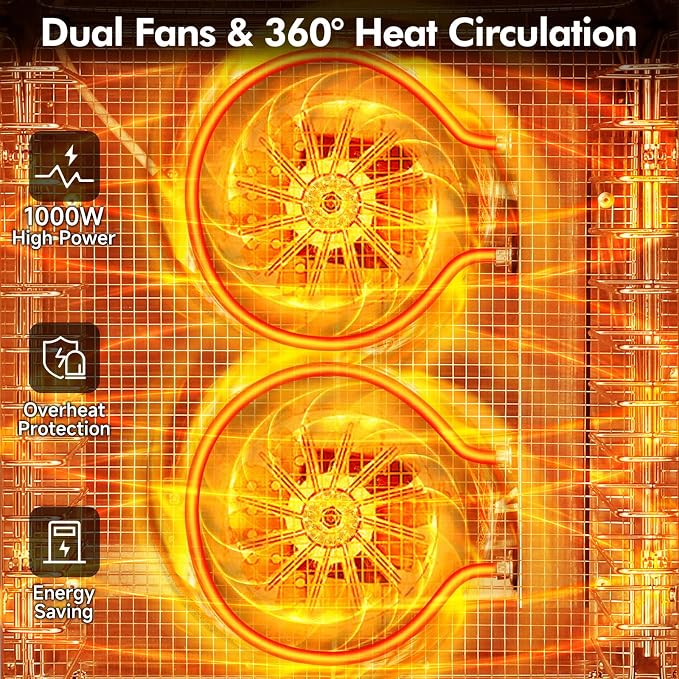 Food Dehydrator Machine 12 Stainless Steel Trays 1000W Meat Dehydrator for Home Use, 24H Timer & 195℉ Temperature Control Food Dryer for Jerky Fruit Herbs Mushroom Dog Treats