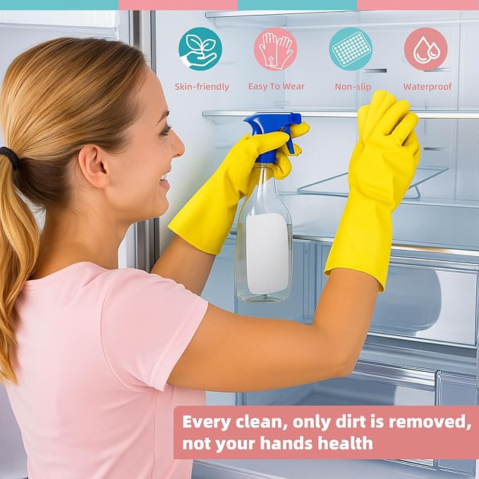 Xgunion Rubber Cleaning Gloves for Dishwashing-5 Pairs Colorful Reusable Household Cleaning Glove for Washing Dishes and Kitchen Cleaning Non-Slip Grip Dish Gloves for Women Men (Medium)
