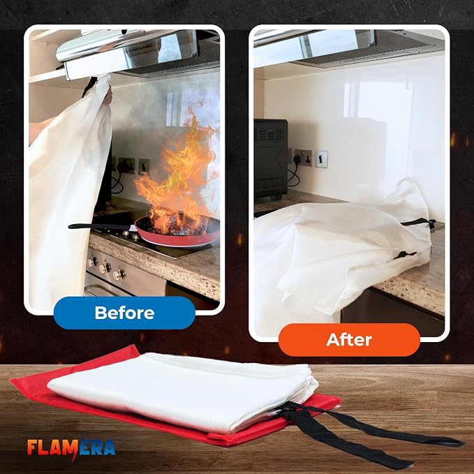 Emergency Fire Blanket for Home and Kitchen (2-Pack) Fireproof and Fire Suppression Blanket | 40"x40" Fiberglass Fire Blankets for Home Safety, Camping, and Office - Fire Retardant Blankets for Fires