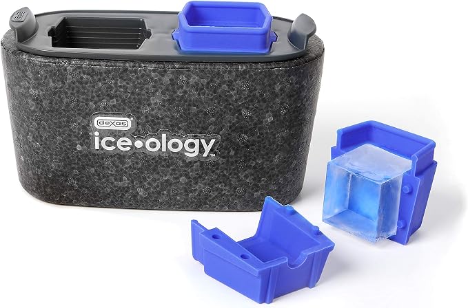 Dexas ice•ology Silicone Clear Ice Maker Tray for Crystal Clear Craft Cocktail Ice, 2 Square Cubes