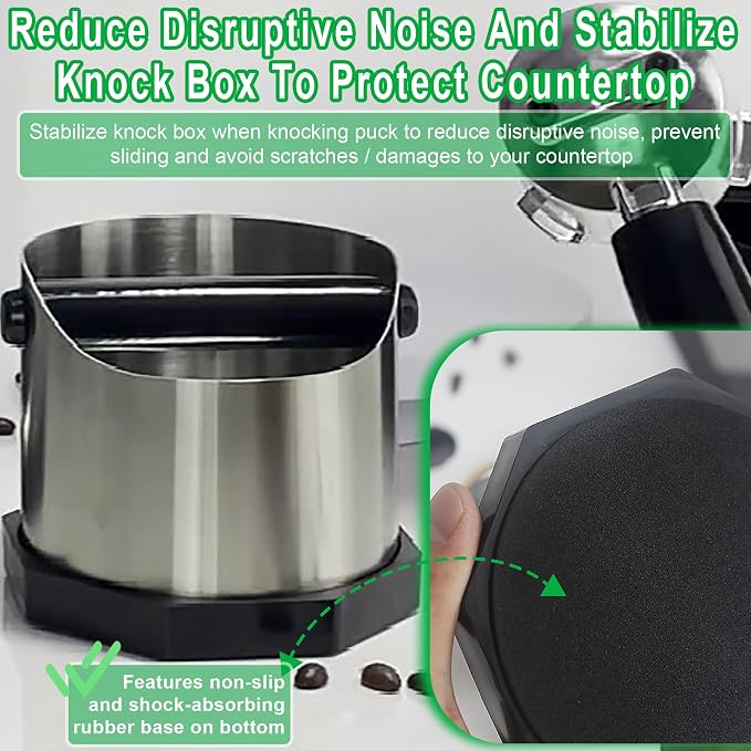 Stainless Steel Espresso Knock Box, Easy & Mess-Free Disposal of Coffee & Espresso Grounds, Coffee Knock Box with Removable Knock Bar & Non-Slip Base, Dishwasher Safe Espresso Puck Knock Box for Home