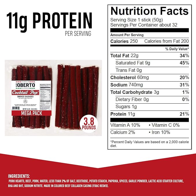 Oh Boy! Oberto Classics Cocktail Pep Smoked Sausages, 3.5 Pounds