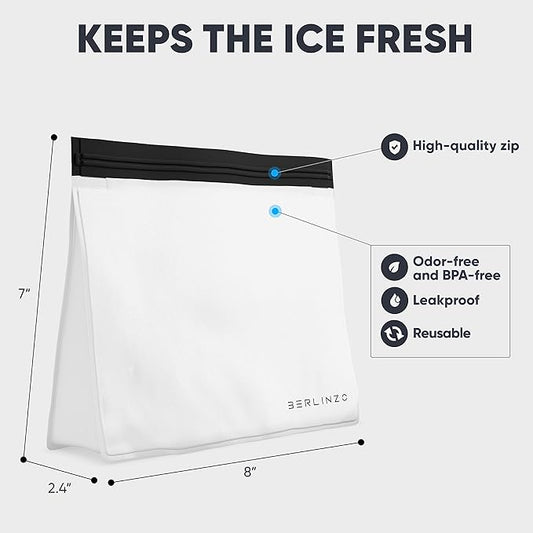 Berlinzo Reusable Ice & Food Storage Bag - Freezer Safe, Leakproof, BPA-Free Silicone, Plastic-Free Lunch Bag - One Bag