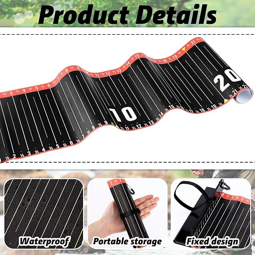 VioraWhite 2 Pcs 53 Inch Fish Ruler Fish Measuring Tape Fishing Ruler with Bump Board Waterproof Fishing Measurement Tool for Boat, Kayak, Coolers, Yacht and Workbench