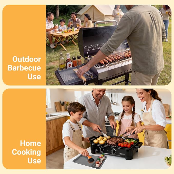 Silicone Grill Mat for Blackstone Griddles & Outdoor Grills - Heat Resistant (450°F) Countertop Protector, Non-Slip Tool Organizer & Grease Catcher, 16x11.5 Inch(Grey)