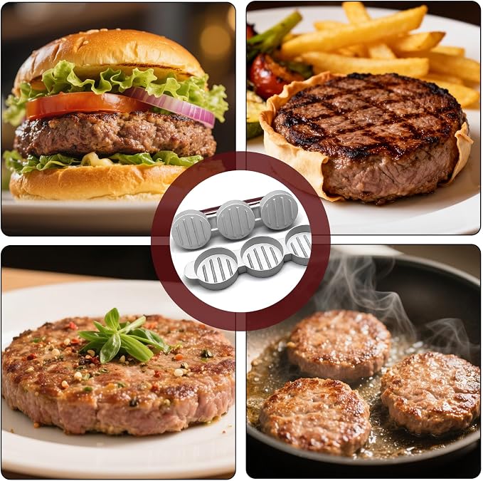 Sausage Patty Press,Mini Burger Press (Three 2.64-Inch Molds) | Slider Burger Press to Make 3 Patties at A Time, Press Patty Maker for Mini Hamburger, Barbecue, Picnic, Camping, Etc