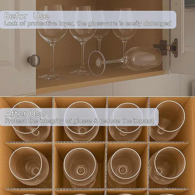 Unarty 4 Pack Wine Glass Moving Boxes with Handle, Kitchen Moving Boxes with Dividers and Lid for Dish Glassware 15 x 12 x 10 Inches