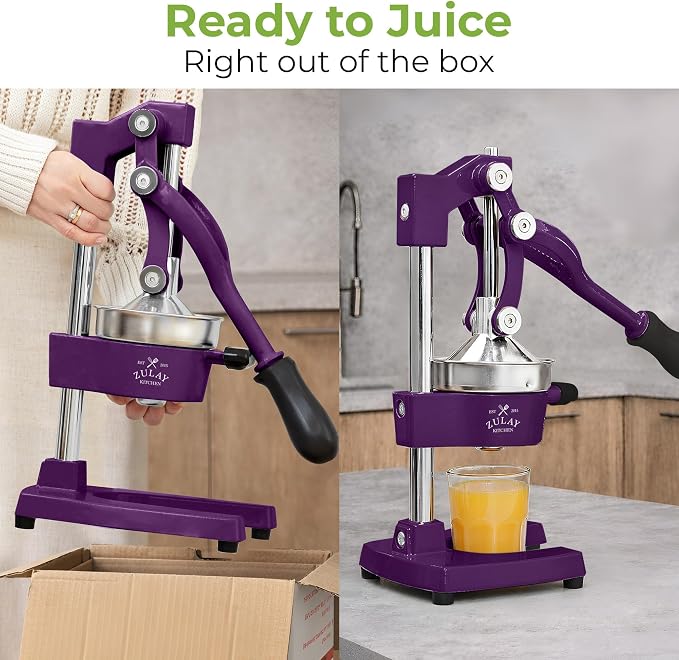 Zulay Kitchen Cast Iron Juicer - Heavy Duty Manual Juicer with Detachable Strainers for Easy Cleaning, Orange Juice Press for Citrus Fruits, Perfect for Bartenders, Juice Lovers & Health Enthusiasts