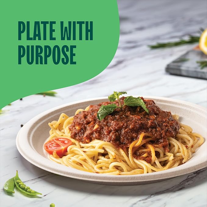 100% Compostable Deep Dish Plates - 9 Inch [125-Pack] Heavy Duty Brown | Eco-Friendly Biodegradable Sugarcane Bagasse Dinner Plates, PFAS-Free & BPI Certified Unbleached Party Supplies, Stack Man