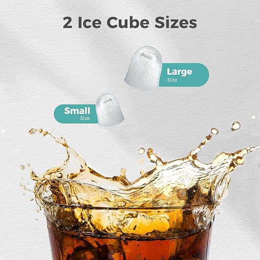 Countertop Portable Ice Maker Machine with Handle, 8 Bullet-Shaped Ice Cubes Ready in 6 Mins, 26Lbs/24H, Self-Cleaning Function with Ice Scoop and Basket for Home/Kitchen/Party (Purple)