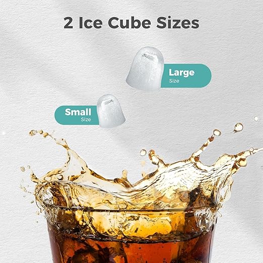Portable Countertop Ice Maker Machine with Handle, 8 Bullet-Shaped Ice Cubes Ready in 6 Mins, 26Lbs/24H, Self-Cleaning Function with Ice Scoop and Basket for Home/Kitchen/Party (Grey)