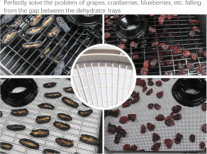 Silicone Dehydrator Tray Liners Compatible with Cosori C267-FD Food Dehydrator, 12x13 inch 6-Pack Reusable NonStick Mesh Dehydrator Sheets - Jerky Herbs & Fruit