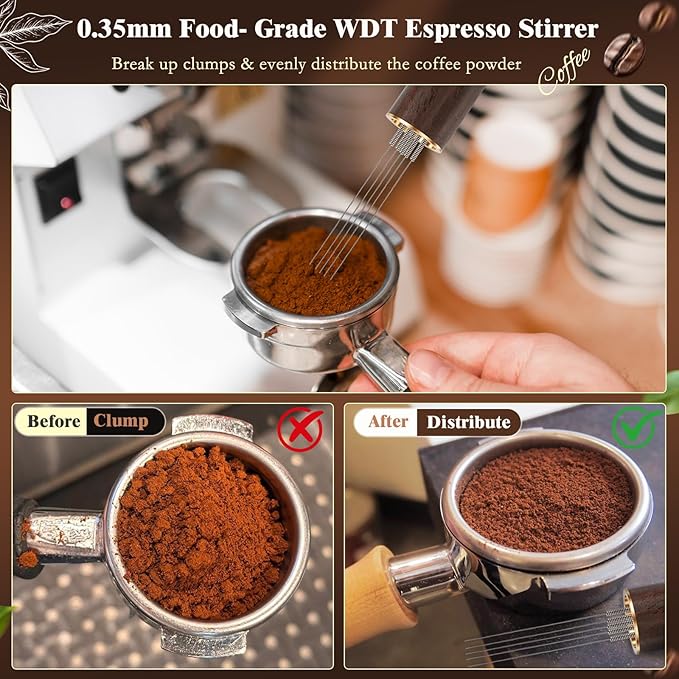 8 PCS Espresso Accessories Kit, 54mm Espresso Tamper Kit Coffee Tamper Set with Coffee Distributor, Espresso Tamping Station, Espresso WDT Stirrer,Dosing Funnel, Fits Breville 54 mm Portafilter