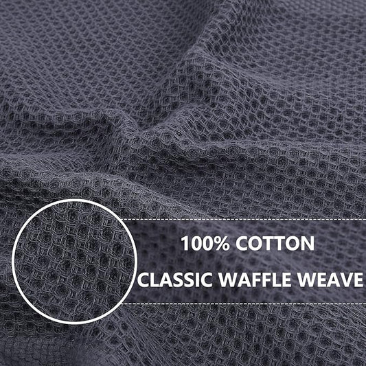 Homaxy 100% Cotton Waffle Weave Kitchen Dish Towels, Ultra Soft Absorbent Quick Drying Cleaning Towel, 13 x 28 Inches, 24-Pack, Mixed Color