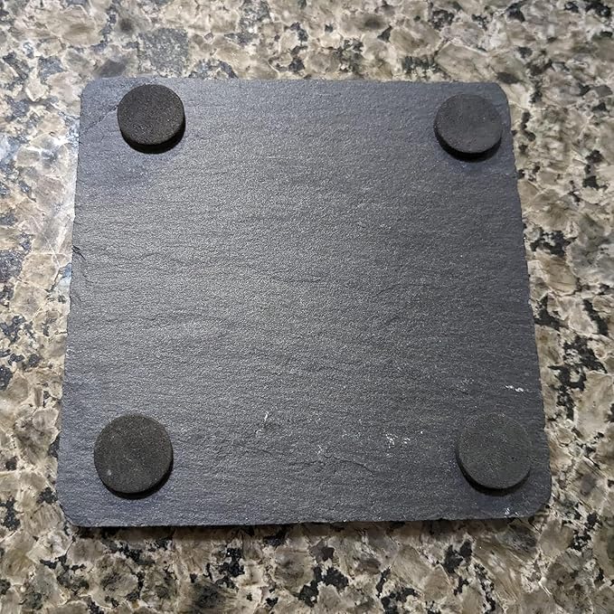 Gear Up Your Decor: Unique Motorcycle Coasters in Natural Slate - Square Slate - Set of 5