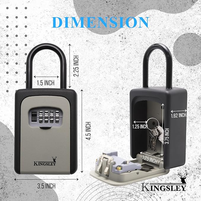 Kingsley QCH-812 Extra Large Capacity Key Storage Box, Hanging or Wall Mounted, Water Resistant Realtor Key Lock Box for AirBnB, Spare Keys, Home, Apartment