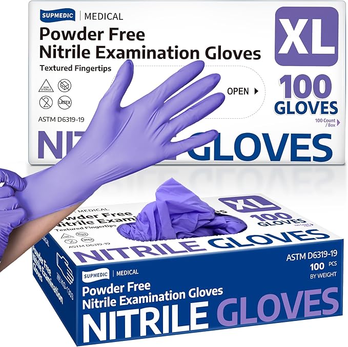 Supmedic Medical Soft Max™ Nitrile Disposable Gloves, 100 Ct Latex-Free Powder-Free Food Safe Cooking Cleaning Lab Exam Glove
