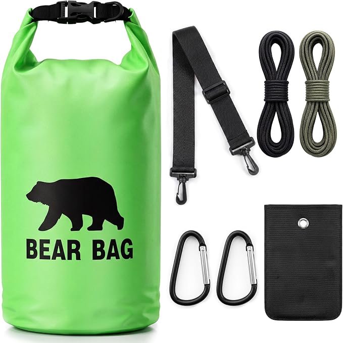 Foilswirl 1 Set Bear Food Bag for Camping Ultralight Food Hanging System Includes Waterproof Bear Bag, Nylon Ropes, Hooks for Camping Backpacking