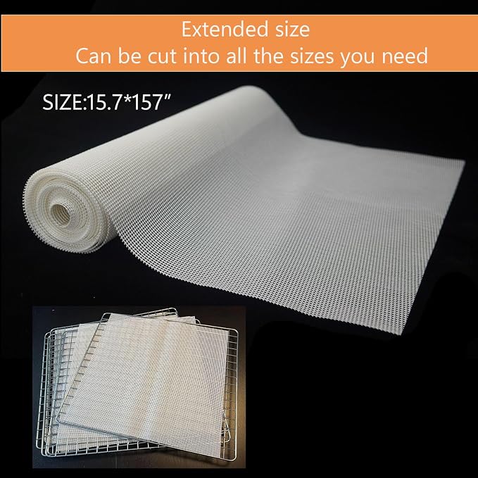 Silicone Dehydrator Sheets, Non-Stick Reusable Dehydrator Mats for Fruit Dryer Mesh,Pad,15.7 x 157 Inches Deyer Mesh Mats Reusable