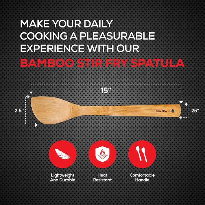 Helen’s Asian Kitchen Stir Fry Spatula and Cooking Utensil, Natural Bamboo, 15-Inch