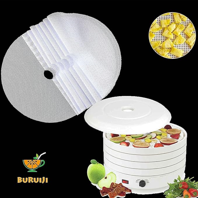 10pcs Round Silicone Dehydrator Sheets,13in Non-stick Fruit Dehydrator Mats,Reusable Steamer Mat Mesh Sheet for Fruit Dryer (10, 13x13inch)