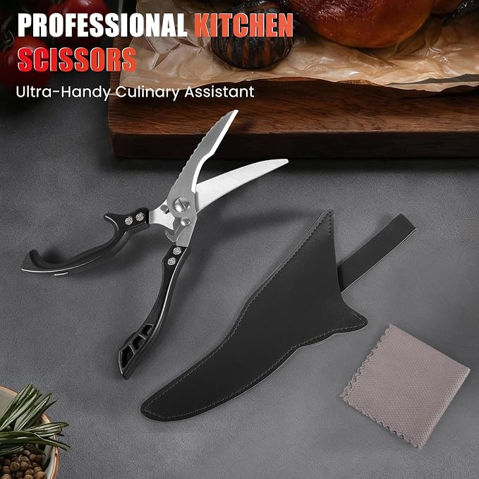 ANDONG Heavy Duty Kitchen Scissors, Professional Poultry Shears, Cooking Utensils, Black
