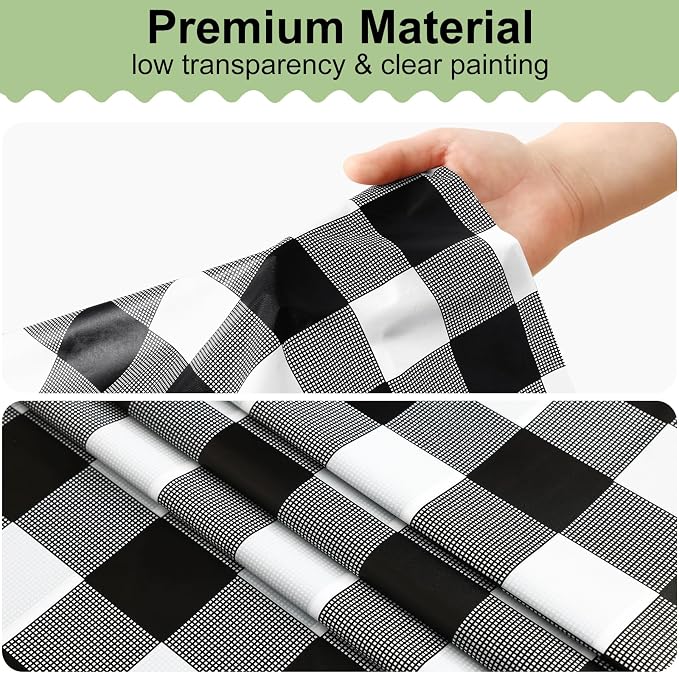 6 Packs Buffalo Disposable Table Cloth, 54 x 108 Inch Waterproof Plastic Tablecloth, Rectangle Black and White Checkered Table Covers for Picnic, Birthday, Party, Back to School
