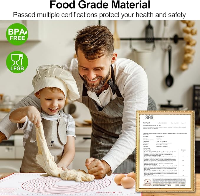 HOOMIL Silicone Baking Mat, 28"x20" | Food-Grade, BPA-free, Non-Stick,Non-Slip, Precision Measurements, Large, Easy to Store