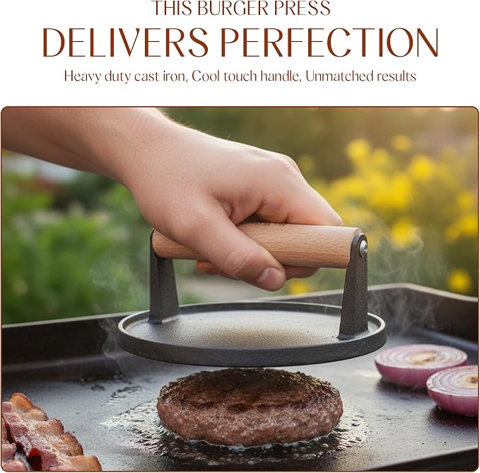 Bellemain Smash Burger Press, Grill Press, Bacon Press, Meat Press - 7 Inch