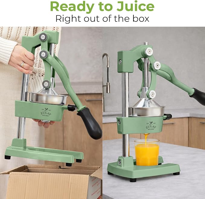 Zulay Kitchen Cast Iron Juicer - Heavy Duty Manual Juicer with Detachable Strainers for Easy Cleaning, Orange Juice Press for Citrus Fruits, Perfect for Bartenders, Juice Lovers & Health Enthusiasts