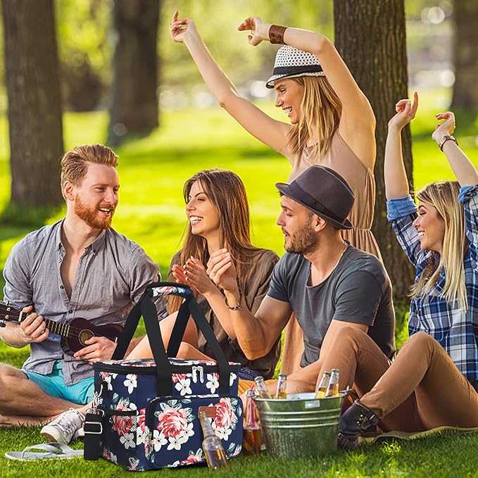 Lunch Bags for Women/Men, Insulated Lunch Bag for Work Office Picnic - Large Lunch Cooler Bag Leakproof Lunch Box with Adjustable Shoulder Strap for Adults - Floral(15L)