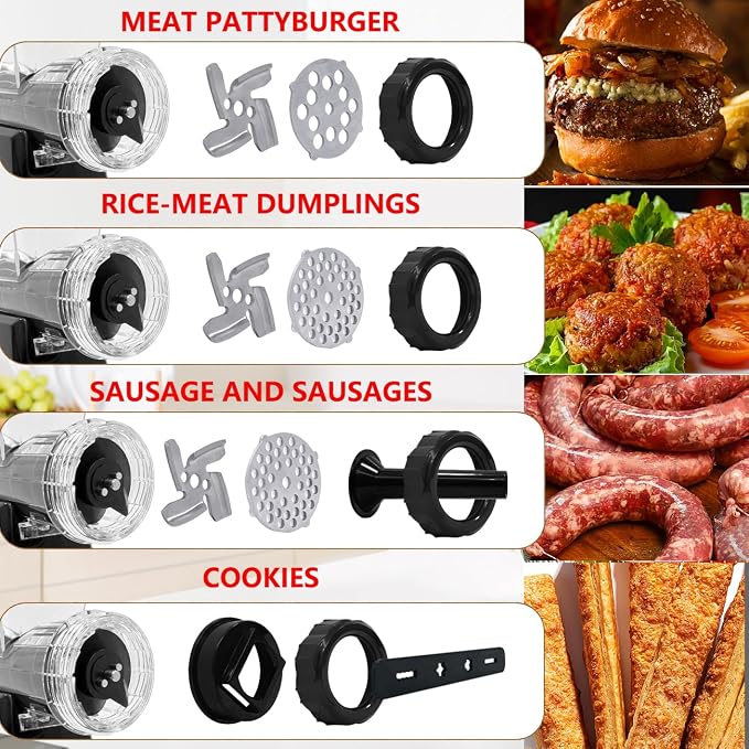 Manual Meat Grinder with Stainless Steel Blades Heavy Duty Powerful Suction Base for Home Use Fast and Effortless for All Meats-Black