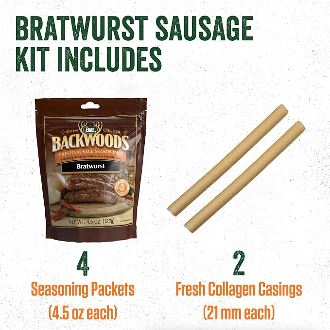 LEM Products Backwoods Bratwurst Fresh Sausage Seasoning, 1 lb 4.8 oz