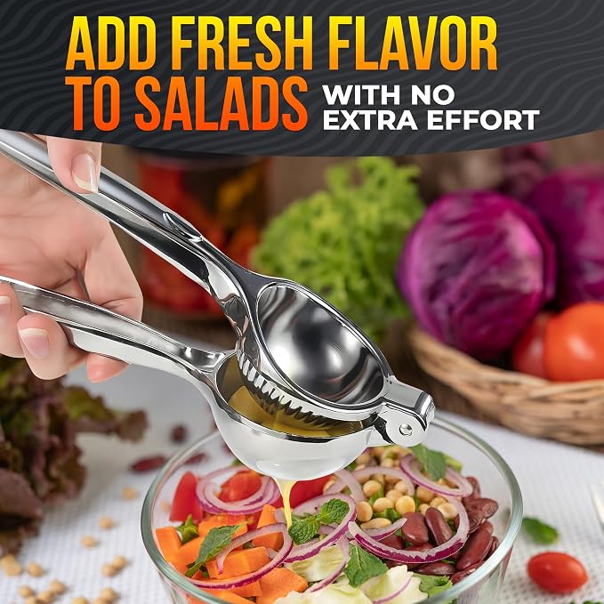Lemon Squeezer Stainless Steel, Heavy-Duty Handheld Juicer for Limes | Ergonomic Citrus Hand Press, Gets Max Juice Out in Seconds - Dishwasher Safe, for Cocktails, Marinades, and Salad Dressings