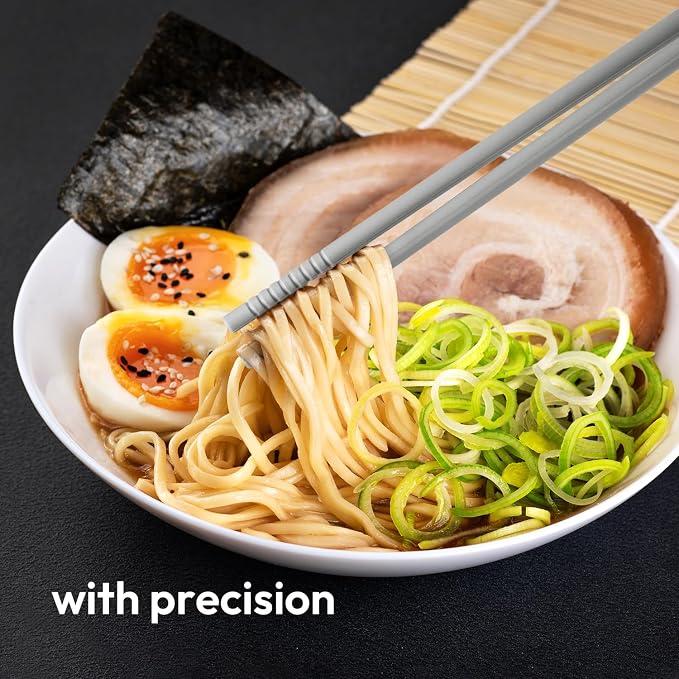 Carrotez Silicone Cooking Chopsticks, Long (12 inch) Reusable Chopsticks for Cooking, Heat Resistant, Non-Scratch, Gentle on Cookware, 1 pair - Cloud Grey