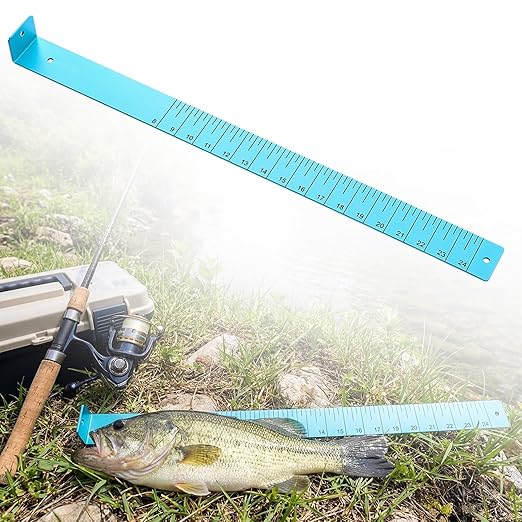 Zonon 1/8" x 2'' x 24" Fish Measuring Board Anodized Aluminum Fish Ruler Aqua Blue Corrosion Resistant Boat Measuring Tool for Fishing Competition Fresh and Salt Water