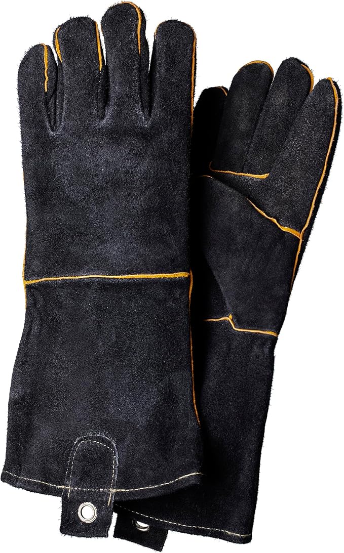 Extra Long Leather Gloves, Extreme High Heat Resistant Gloves, Rugged but Comfortable for Outdoor Cooking, Oven Use, Campfire, Bonfire, Grilling, Fire Pits, Hot Logs, Backyard BBQ by Mr Bar-B-Q 40113Y