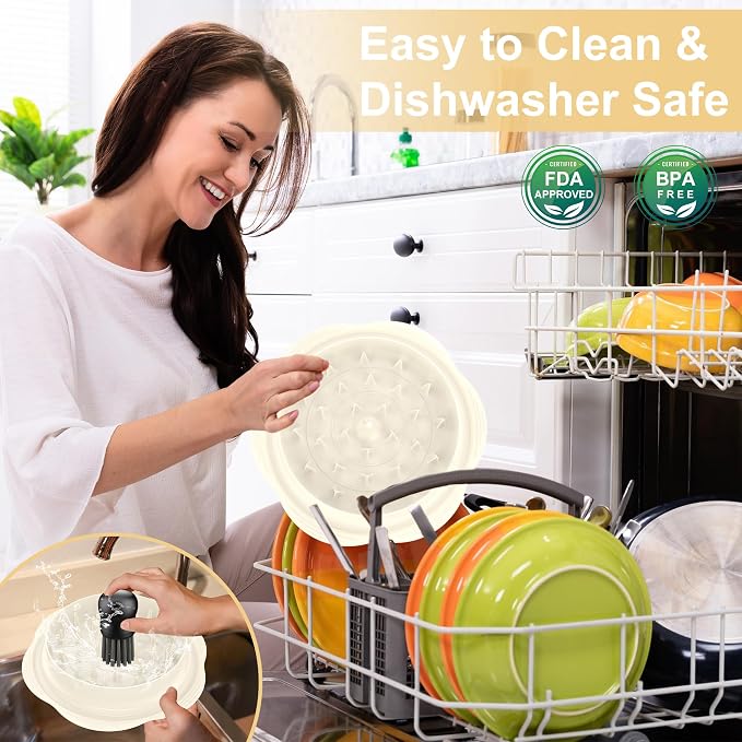 Chicken Shredder Tool Twist Large Meat Shredder with Brush&Fork, Beige | Visible Chicken Breast Shredder, Strong Anti-Slip Strip, Ergonomic Handle, BPA Free, Kitchen Gadgets for Pork Beef Chicken