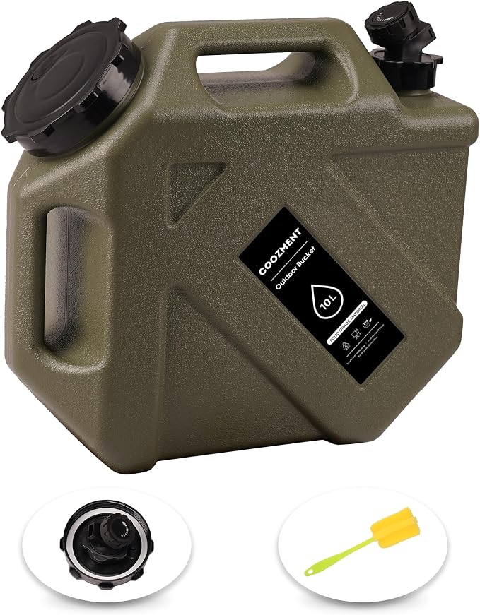 COOZMENT 3.2 Gallon/5 Gallon Water Containers with Spigot, BPA Free Water Jug, Military Green Water Tank, Multifunction Water Storage Containers for Camping Outdoor Hiking,Emergency Storage