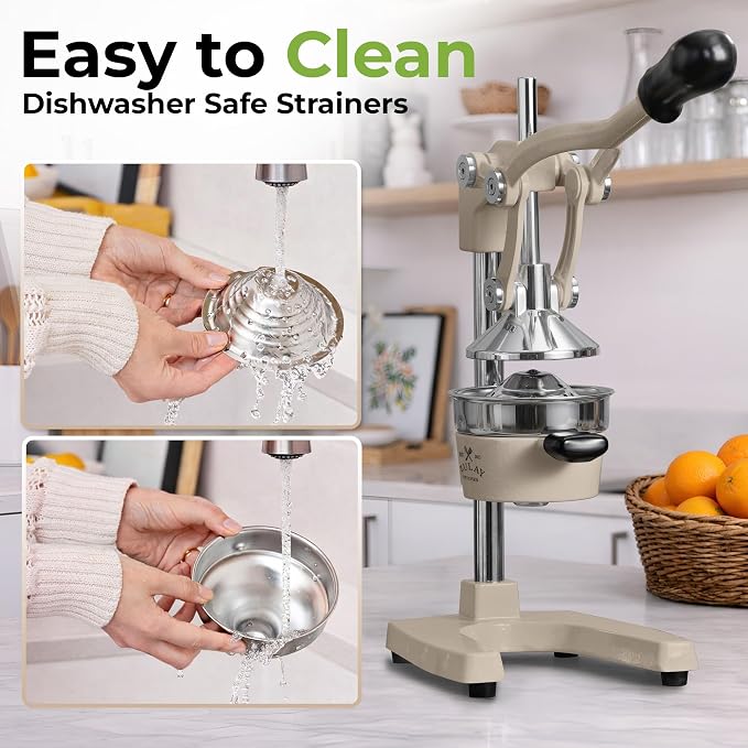 Zulay Kitchen Cast Iron Juicer - Heavy Duty Manual Juicer with Detachable Strainers for Easy Cleaning, Orange Juice Press for Citrus Fruits, Perfect for Bartenders, Juice Lovers & Health Enthusiasts