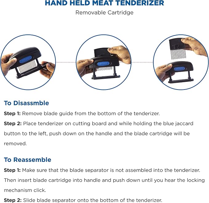 Jaccard 15-Blade Meat Tenderizer, Simply Better Meat Tenderizer, ABS Columns/ Removable Cartidge, NSF Approved, Black
